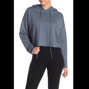 Alo Yoga Box Crop Hoodie Sz Small, teal / concrete